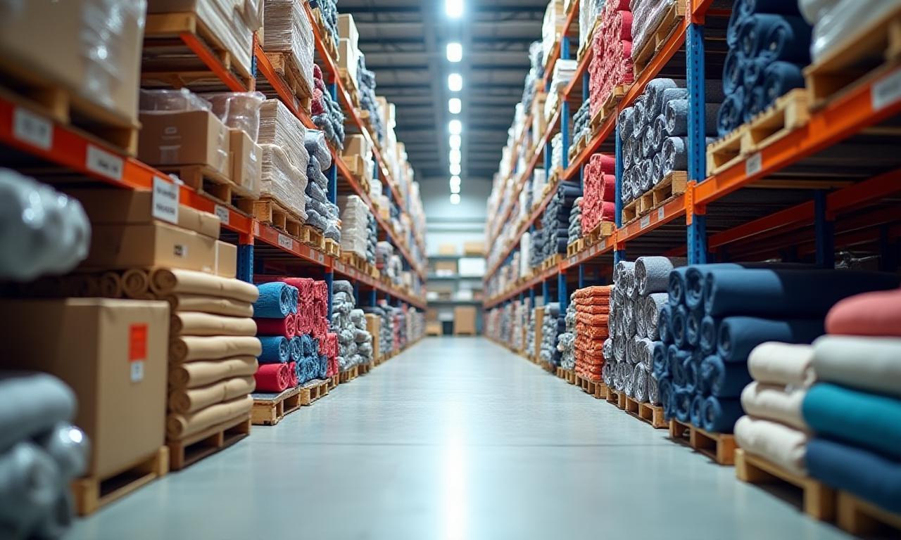 Almacén organizado con inventario textil